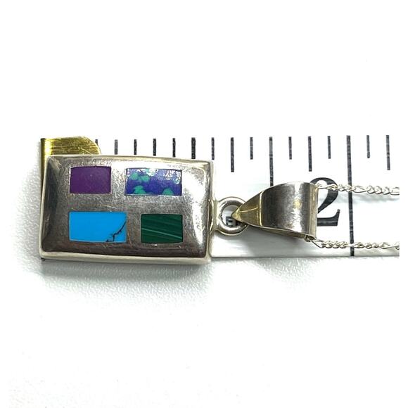 Vintage Silpada Necklace Pendant SIGNED 925 Silver Turquoise Malachite m28 - Picture 6 of 6